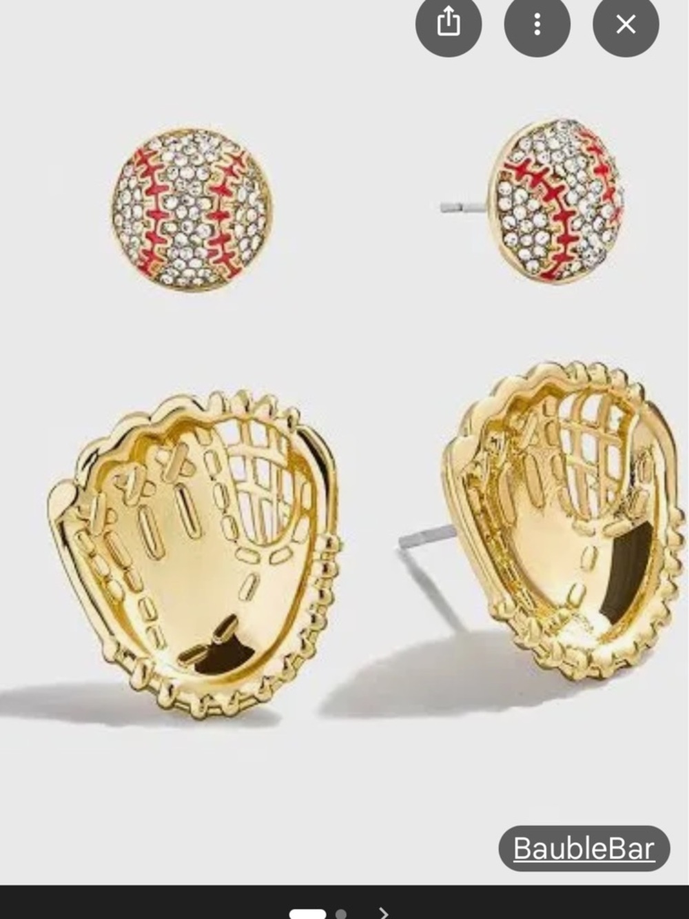 BaubleBarGold Baseball Glove and Red Baseball Stud Earring Set